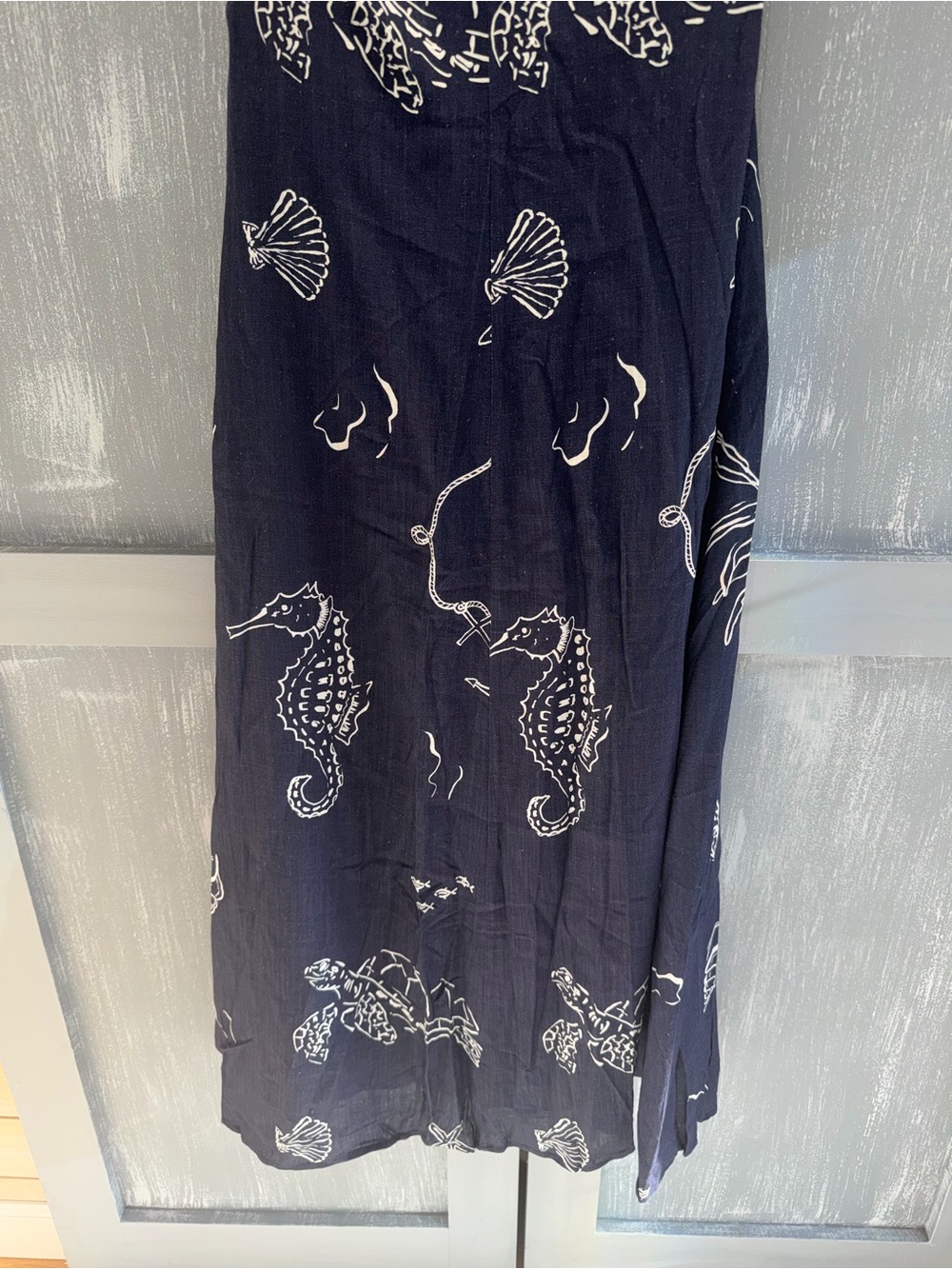 Few Moda Oceana Navy Sea Life Halter Maxi Dress Linen Blend NWT Size 6 - Picture 9 of 12